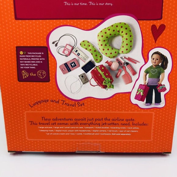 Our Generation Luggage And Travel Set Pink Green Polka Dots 2020 NEW IN BOX - Picture 3 of 5